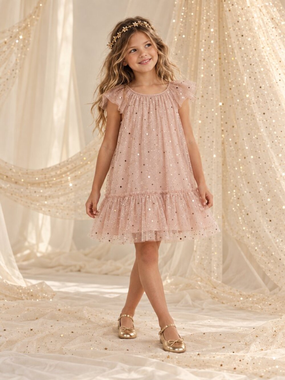 NORALEE Edie Tulle Dress Rose Stars